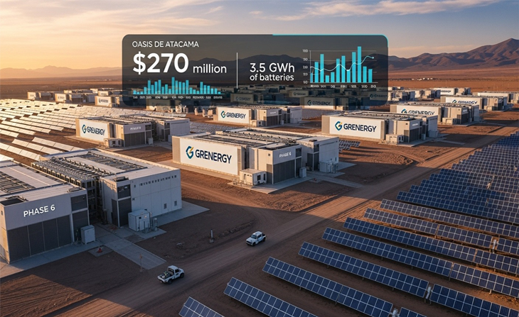 Grenergy financement batteries, Oasis de Atacama phase 6, stockage énergie Chili