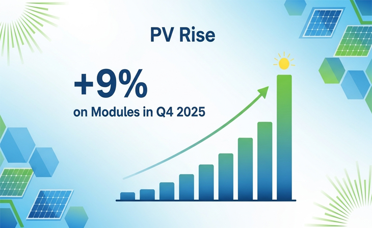Hausse PV : +9% sur les modules en T4 2025.
