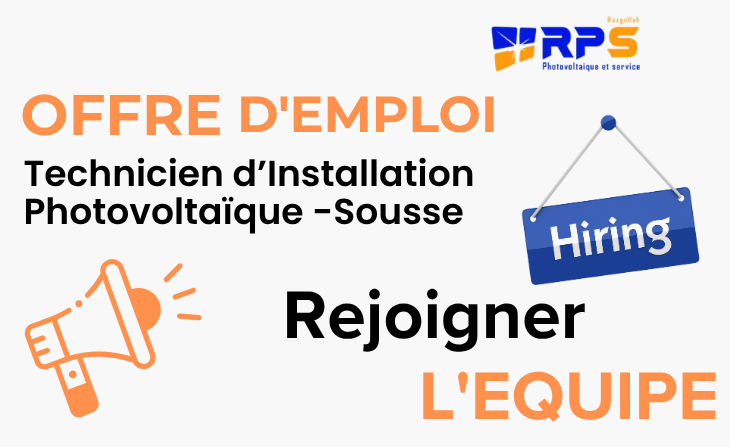 Technicien d’Installation Photovoltaïque (Masculin) – Sousse